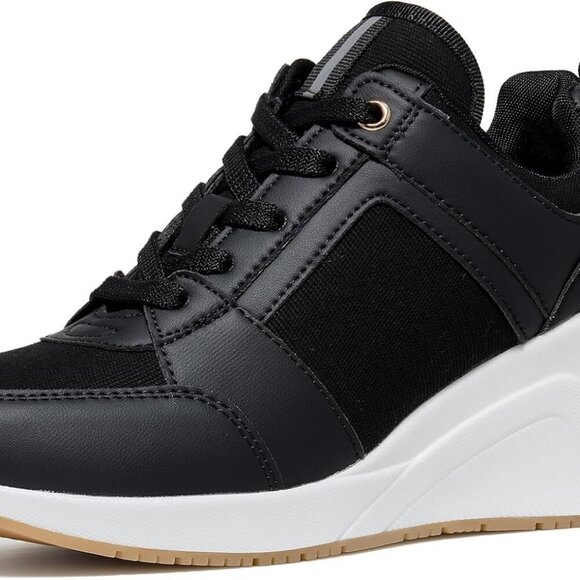 Wedge Sneakers Women Canvas NonSlip Rubber Sole High Heels Casual Shoes - Picture 1 of 8